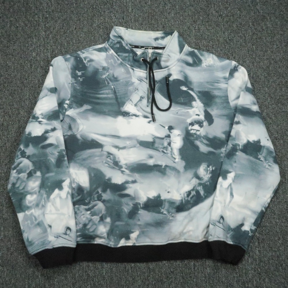 Opening Ceremony Pullover Mens Extra Large Blue Gray Quarter Zip Sweater Skater‎